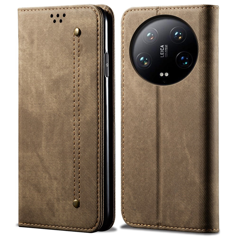 For Xiaomi 14 Ultra Cell Phone Cases Jeans Cloth Texture Leather Cover