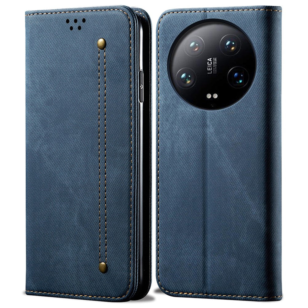 For Xiaomi 14 Ultra Cell Phone Cases Jeans Cloth Texture Leather Cover