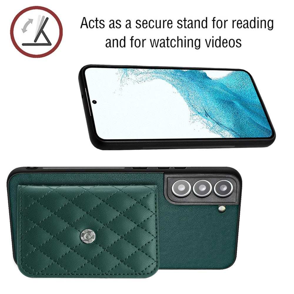 YB Leather Coating Series-8 For Samsung Galaxy S22+ 5G Case RFID Blocking Card Slots Mobile Phone Cover