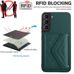 YB Leather Coating Series-8 For Samsung Galaxy S22+ 5G Case RFID Blocking Card Slots Mobile Phone Cover