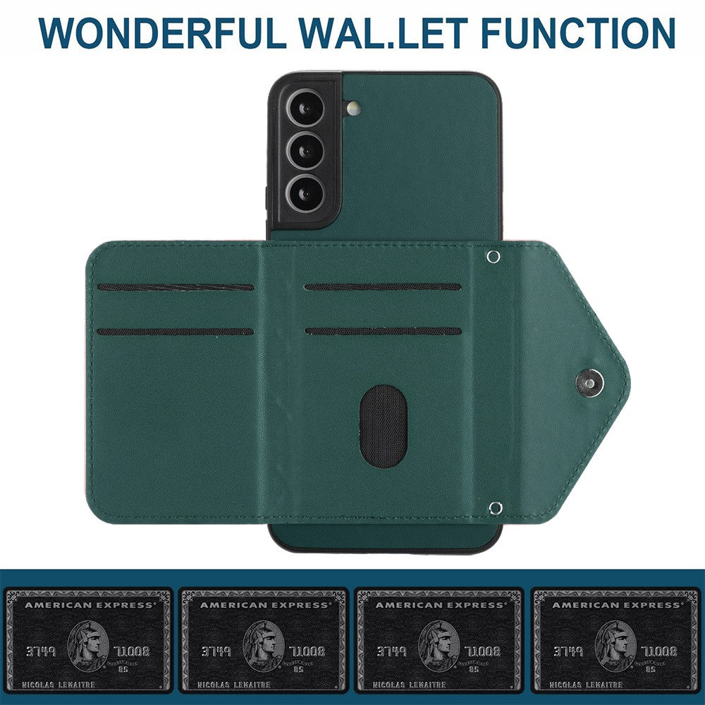 YB Leather Coating Series-8 For Samsung Galaxy S22+ 5G Case RFID Blocking Card Slots Mobile Phone Cover