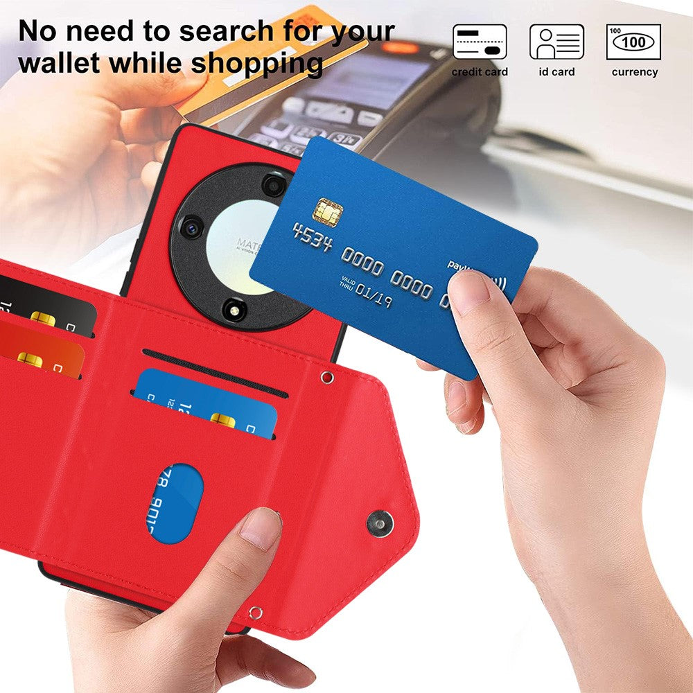 YB Leather Coating Series-8 For Honor X9a 5G / Magic5 Lite 5G Cover RFID Blocking Phone Card Case
