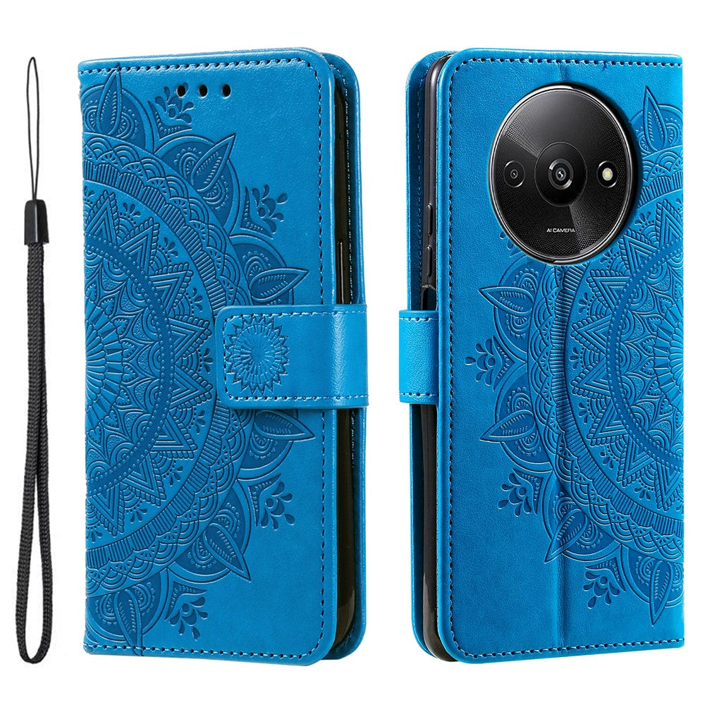 For Xiaomi Redmi A3 / Poco C61 4G Case Mandala Flower Imprinted Drop Resistant Leather Phone Wallet Cover