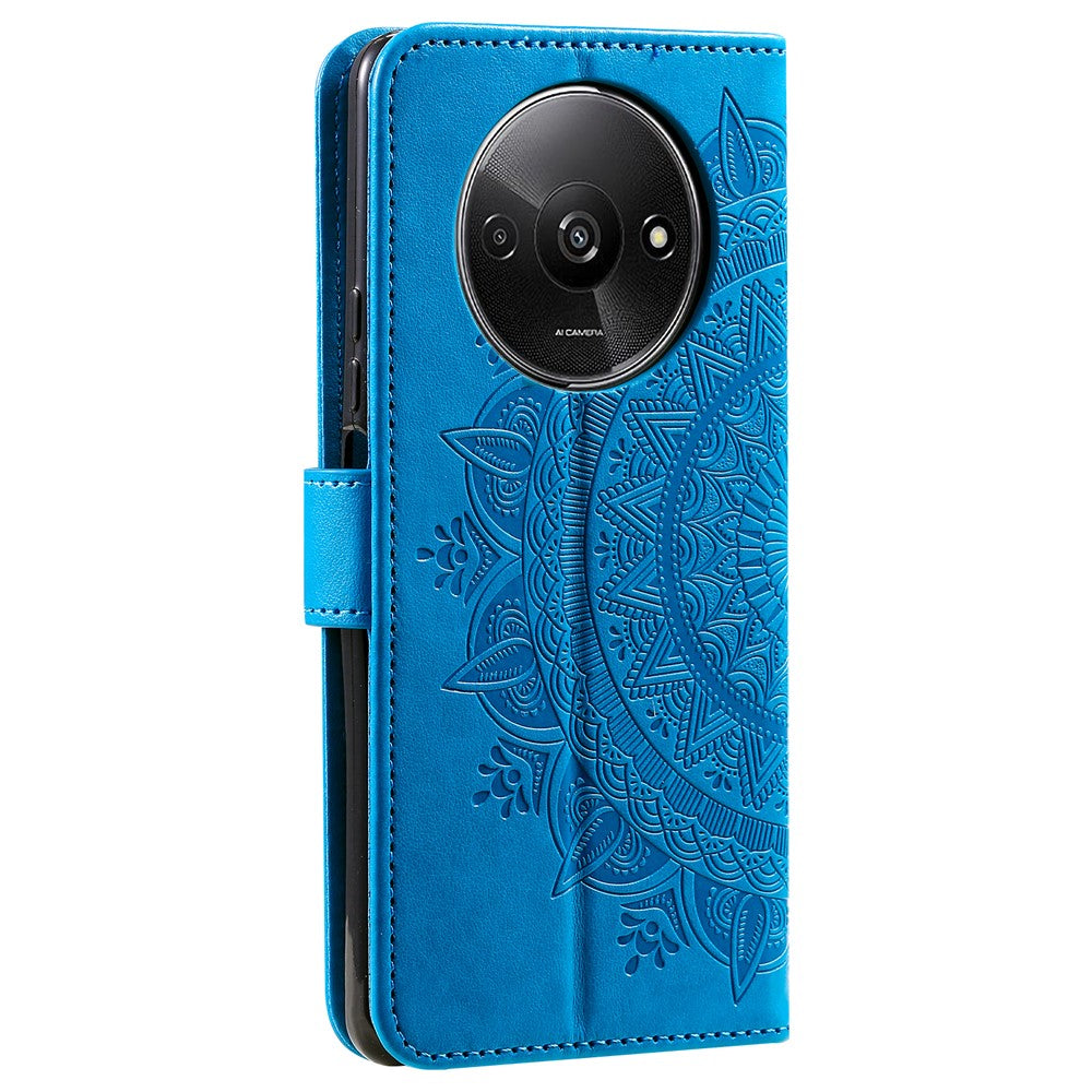 For Xiaomi Redmi A3 / Poco C61 4G Case Mandala Flower Imprinted Drop Resistant Leather Phone Wallet Cover