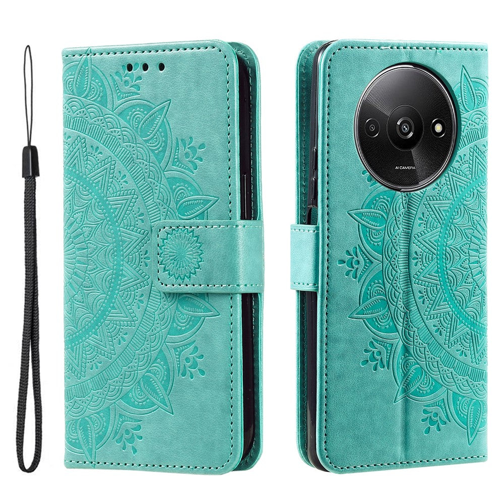 For Xiaomi Redmi A3 / Poco C61 4G Case Mandala Flower Imprinted Drop Resistant Leather Phone Wallet Cover