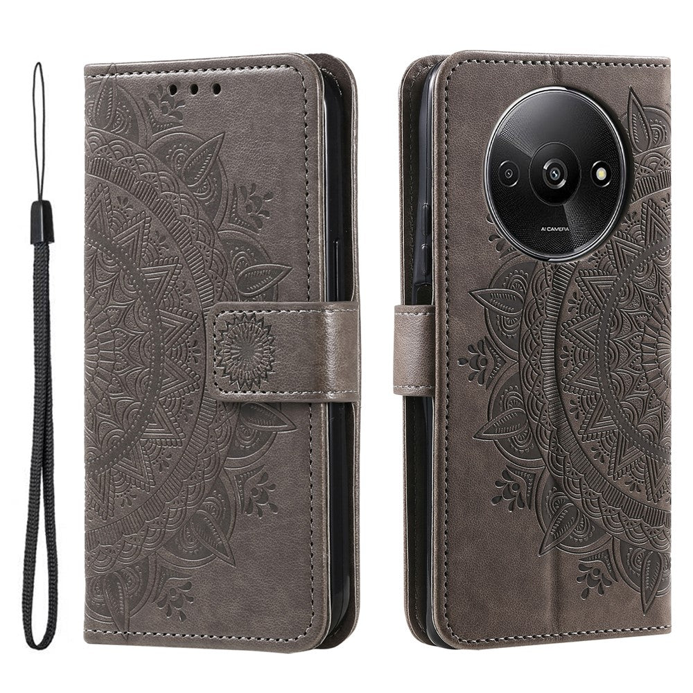 For Xiaomi Redmi A3 / Poco C61 4G Case Mandala Flower Imprinted Drop Resistant Leather Phone Wallet Cover