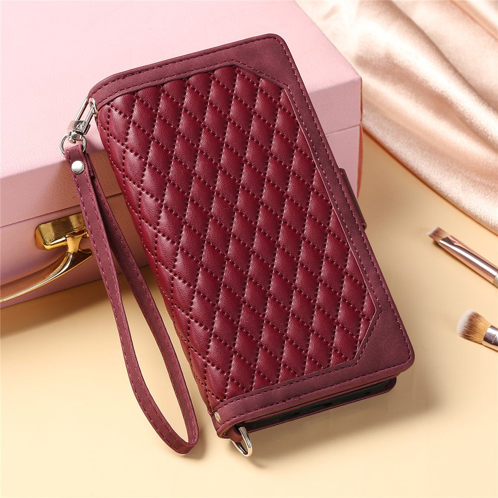 For Honor X8b 4G Wallet Case PU Leather Handbag Zipper Pocket Phone Cover with Strap