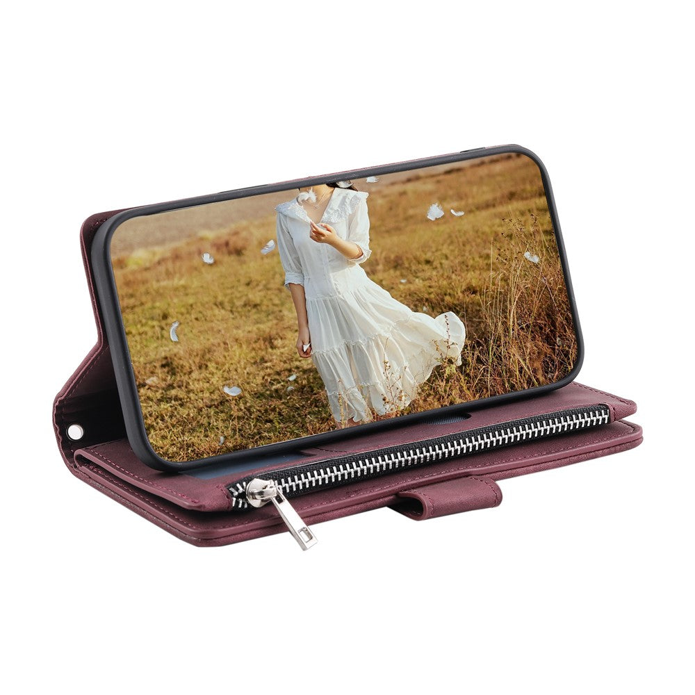 For Honor X8b 4G Wallet Case PU Leather Handbag Zipper Pocket Phone Cover with Strap