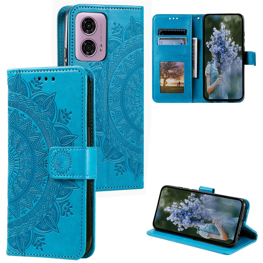 For Motorola Moto E14 4G / G04 4G / G04s 4G / G24 4G Case PU Leather Mandala Pattern Wallet Flip Cover