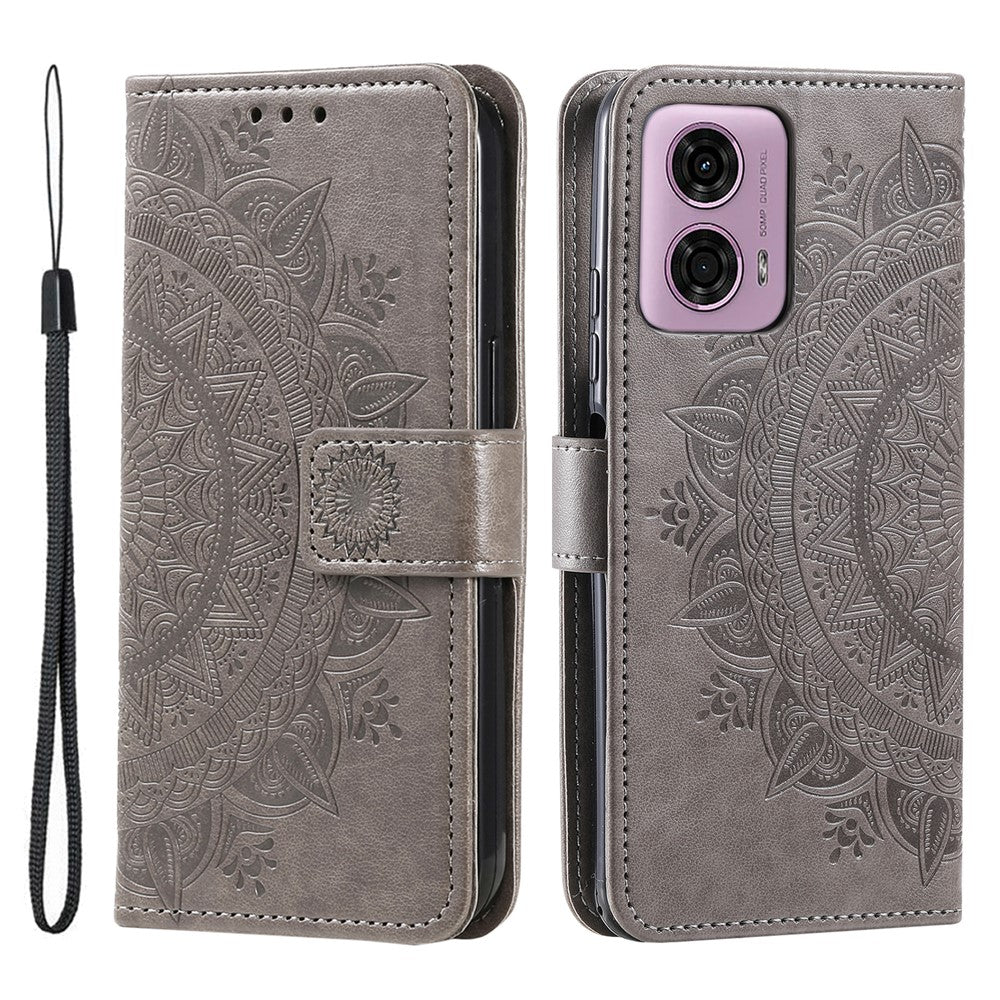 For Motorola Moto E14 4G / G04 4G / G04s 4G / G24 4G Case PU Leather Mandala Pattern Wallet Flip Cover