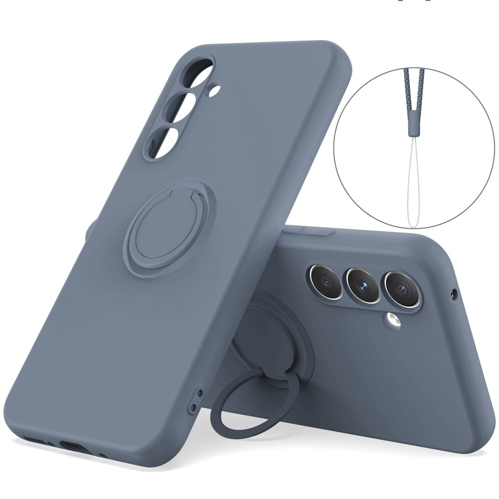 For Samsung Galaxy A25 5G (Global) (161.0 x 76.5 x 8.3mm) Case Ring Kickstand Phone Cover with Strap