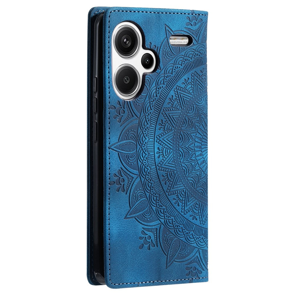 For Xiaomi Redmi Note 13 Pro+ 5G Wallet Phone Case Imprinted Flower Pattern Leather Flip Cover