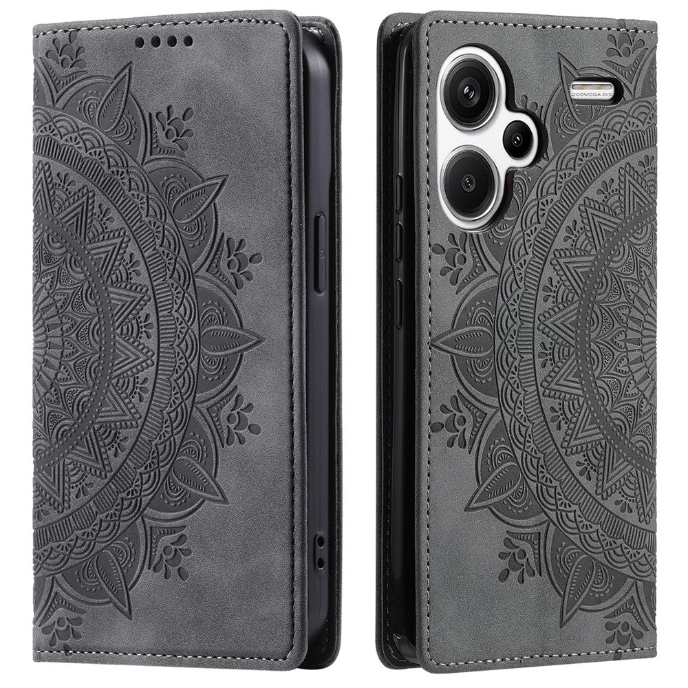 For Xiaomi Redmi Note 13 Pro+ 5G Wallet Phone Case Imprinted Flower Pattern Leather Flip Cover