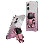 For Oppo A17 4G Astronaut Kickstand PC+TPU Shell Electroplating Phone Case