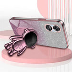For Oppo A17 4G Astronaut Kickstand PC+TPU Shell Electroplating Phone Case