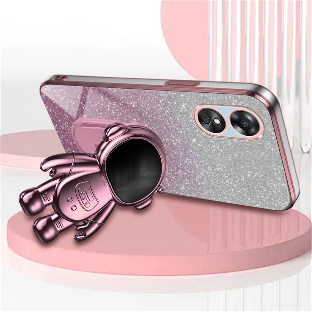 For Oppo A17 4G Astronaut Kickstand PC+TPU Shell Electroplating Phone Case