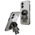 For Oppo A17 4G Astronaut Kickstand PC+TPU Shell Electroplating Phone Case
