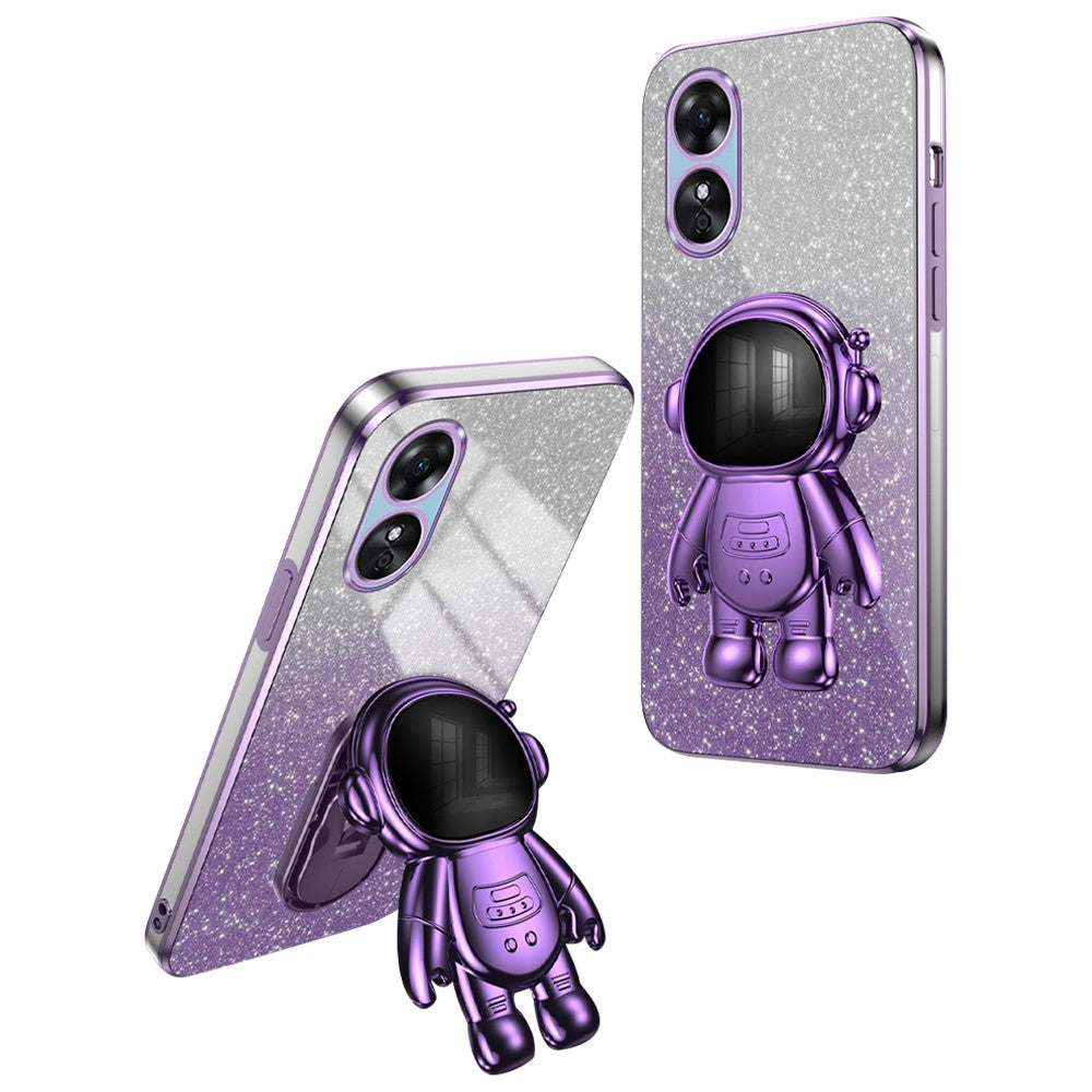 For Oppo A17 4G Astronaut Kickstand PC+TPU Shell Electroplating Phone Case