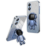For Oppo A17 4G Astronaut Kickstand PC+TPU Shell Electroplating Phone Case
