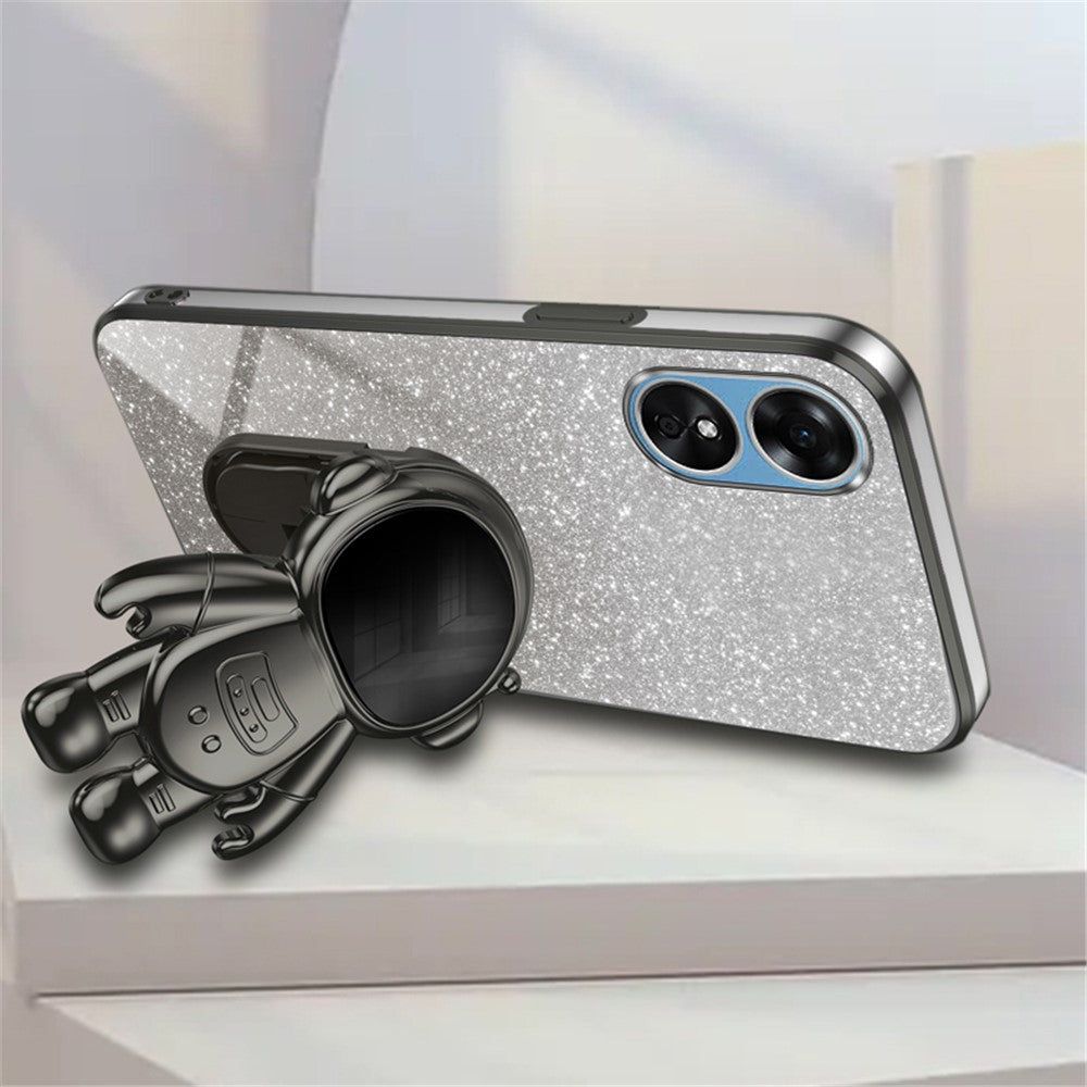 For Oppo A58 4G Astronaut Kickstand PC+TPU Anti-fall Shell Electroplating Phone Case