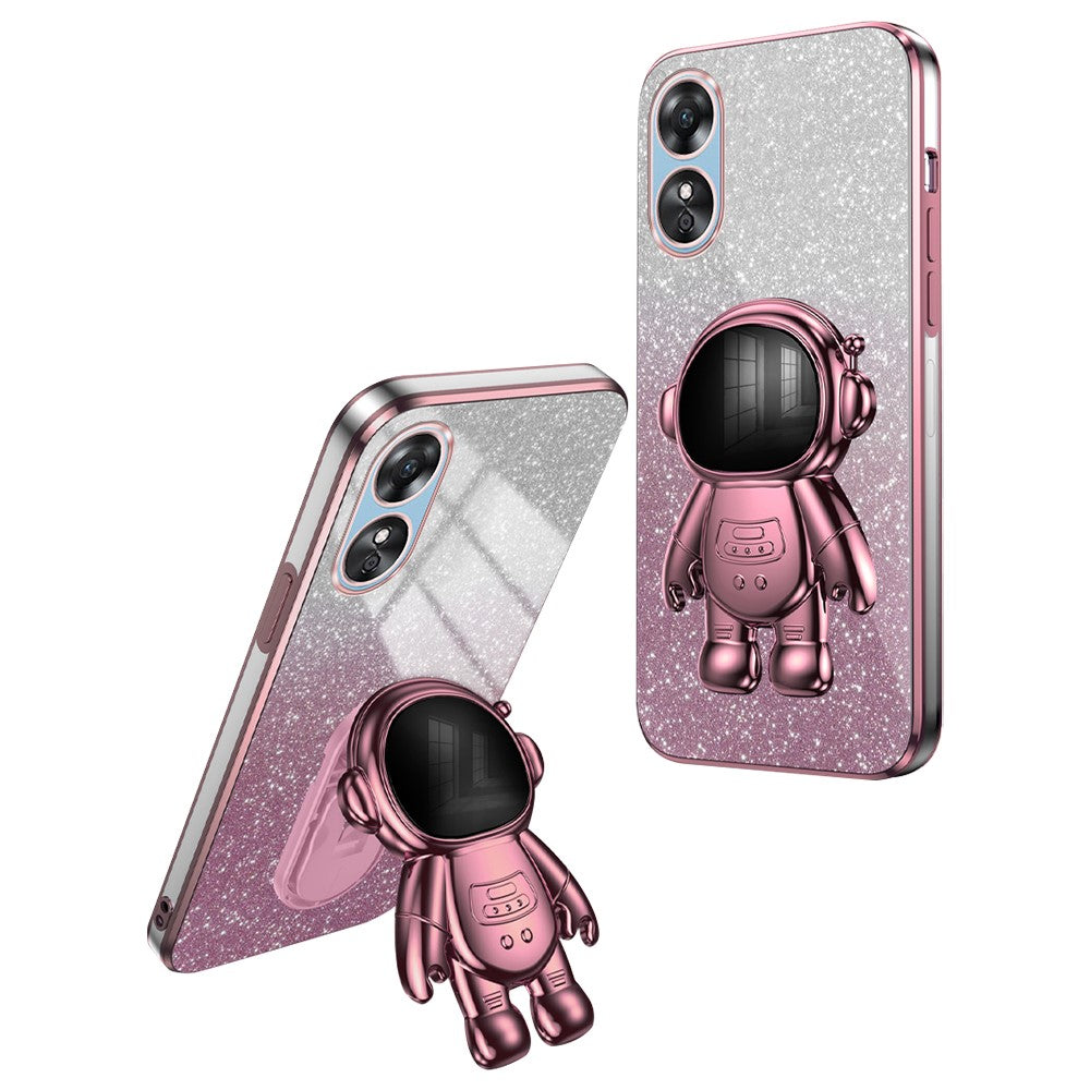 For Oppo A58 4G Astronaut Kickstand PC+TPU Anti-fall Shell Electroplating Phone Case