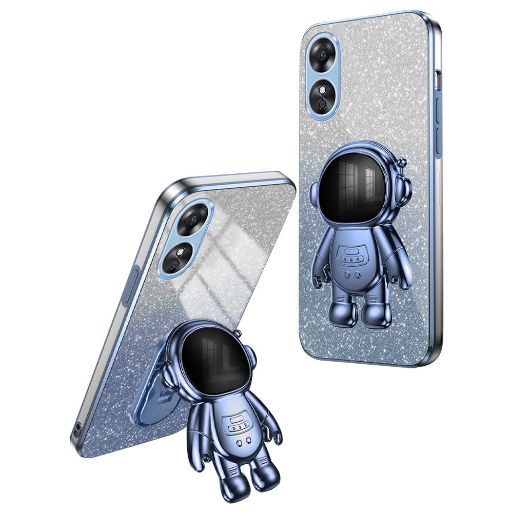 For Oppo A58 4G Astronaut Kickstand PC+TPU Anti-fall Shell Electroplating Phone Case