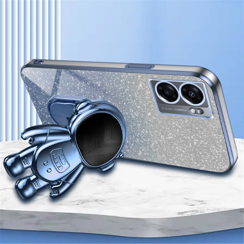 For Oppo A57 (2022) 5G / A77 5G / Realme Q5i / Realme V23 5G Astronaut Kickstand PC+TPU Phone Case