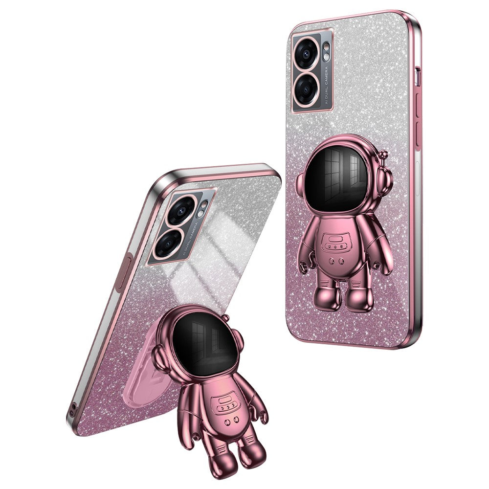 For Oppo A57 (2022) 5G / A77 5G / Realme Q5i / Realme V23 5G Astronaut Kickstand PC+TPU Phone Case