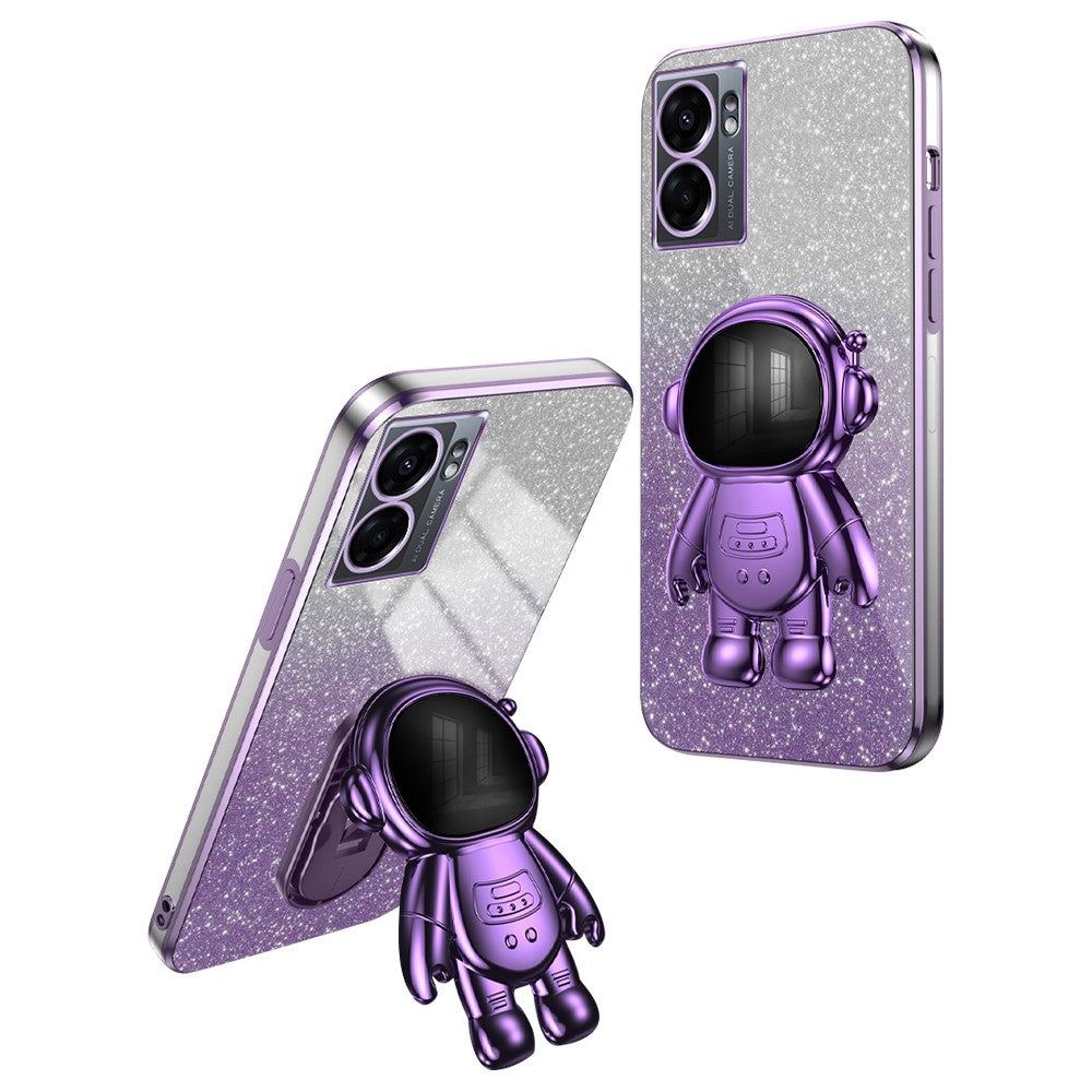 For Oppo A57 (2022) 5G / A77 5G / Realme Q5i / Realme V23 5G Astronaut Kickstand PC+TPU Phone Case