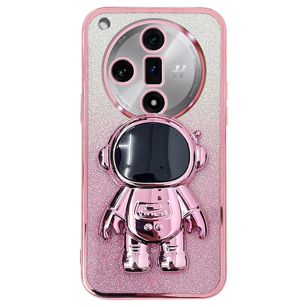 For Oppo Find X7 5G Electroplating Cover Astronaut Kickstand PC+TPU Case Phone Shell