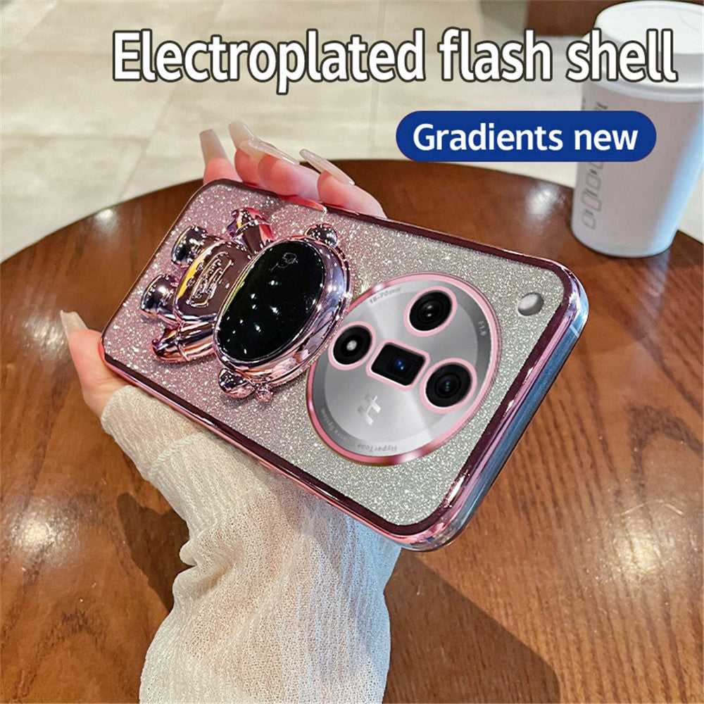 For Oppo Find X7 5G Electroplating Cover Astronaut Kickstand PC+TPU Case Phone Shell