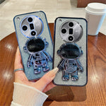 For Oppo Find X7 5G Electroplating Cover Astronaut Kickstand PC+TPU Case Phone Shell
