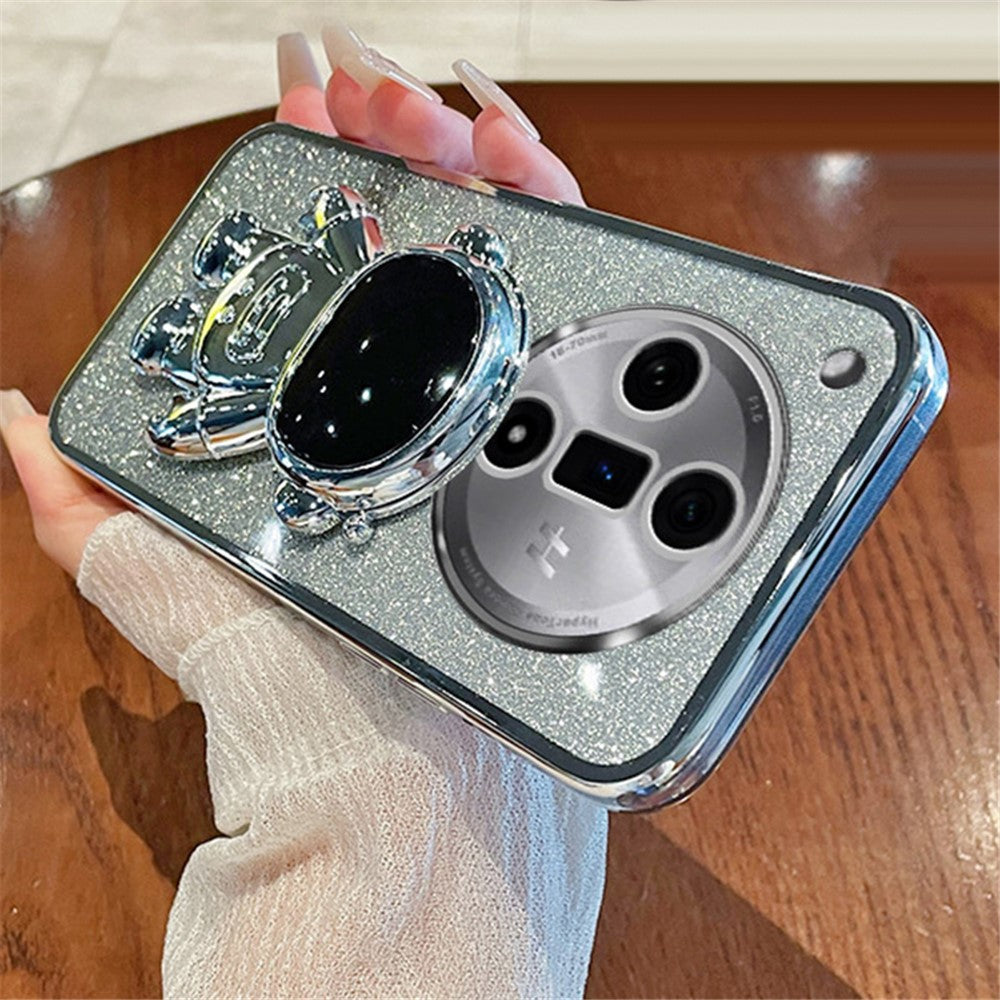 For Oppo Find X7 5G Electroplating Cover Astronaut Kickstand PC+TPU Case Phone Shell