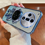 For Oppo Find X7 Pro Anti-Scratch Phone Cover Astronaut Kickstand PC+TPU Case Electroplating Design