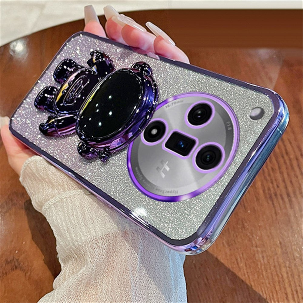 For Oppo Find X7 Pro Anti-Scratch Phone Cover Astronaut Kickstand PC+TPU Case Electroplating Design
