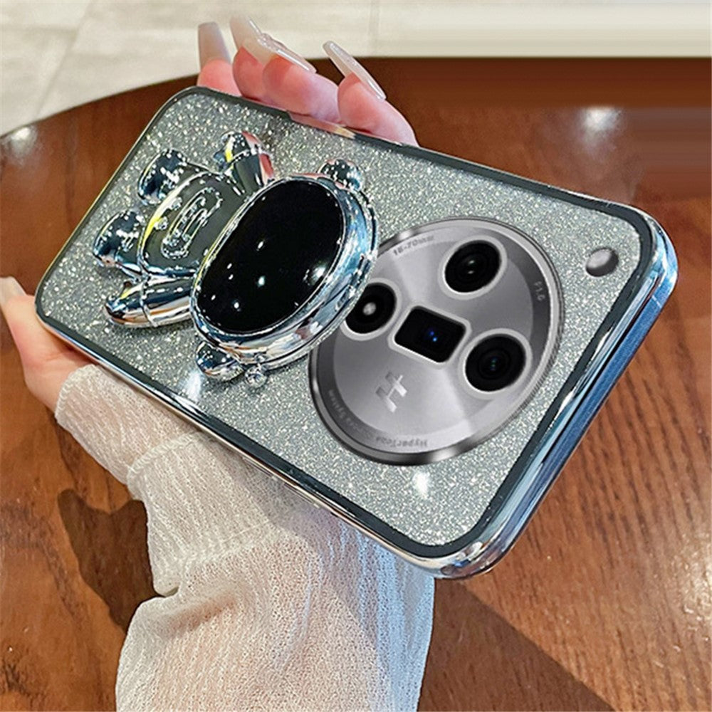 For Oppo Find X7 Pro Anti-Scratch Phone Cover Astronaut Kickstand PC+TPU Case Electroplating Design