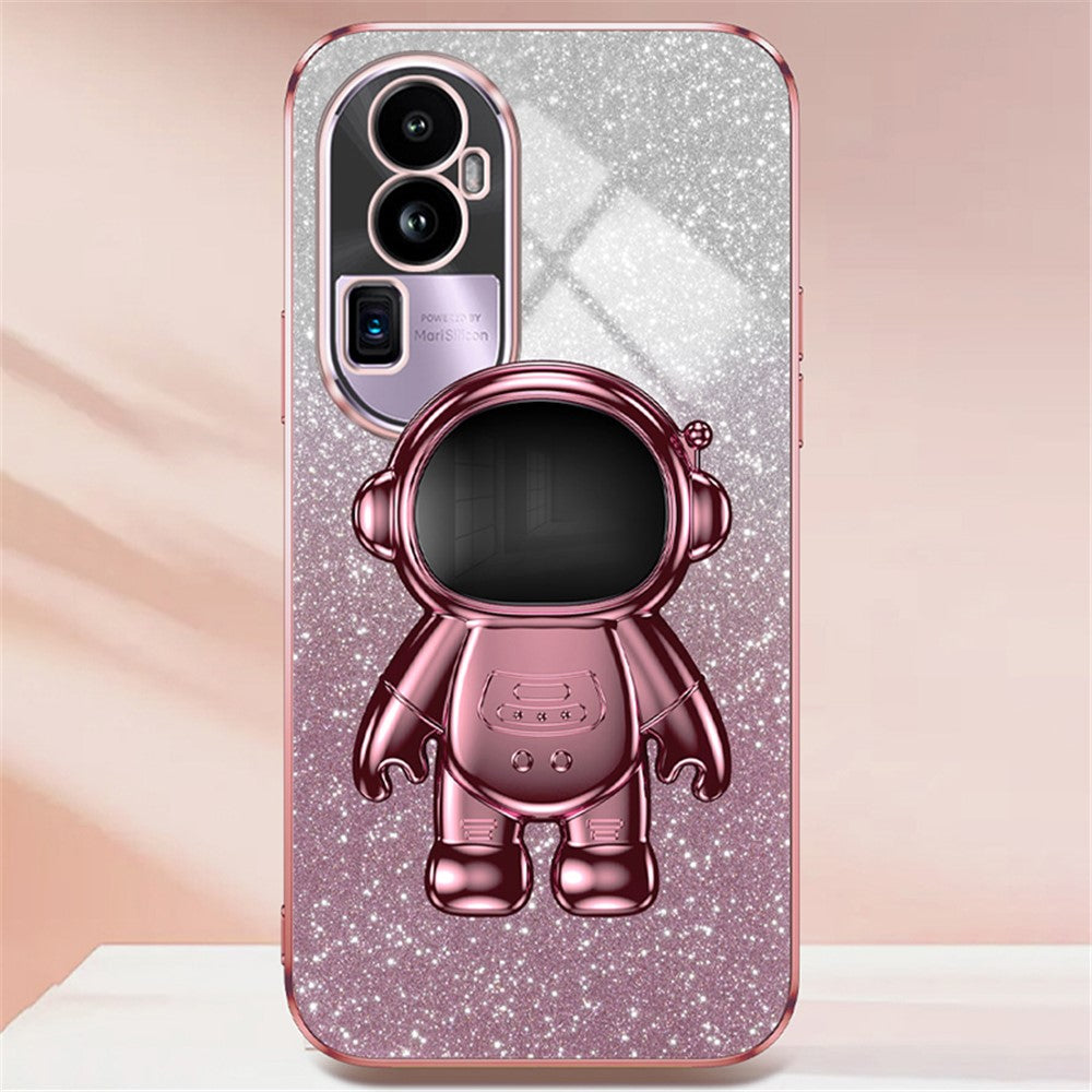 For Oppo Reno10 Pro+ 5G PC+TPU Case Phone Shell Slim-Fit Kickstand Electroplating Cover