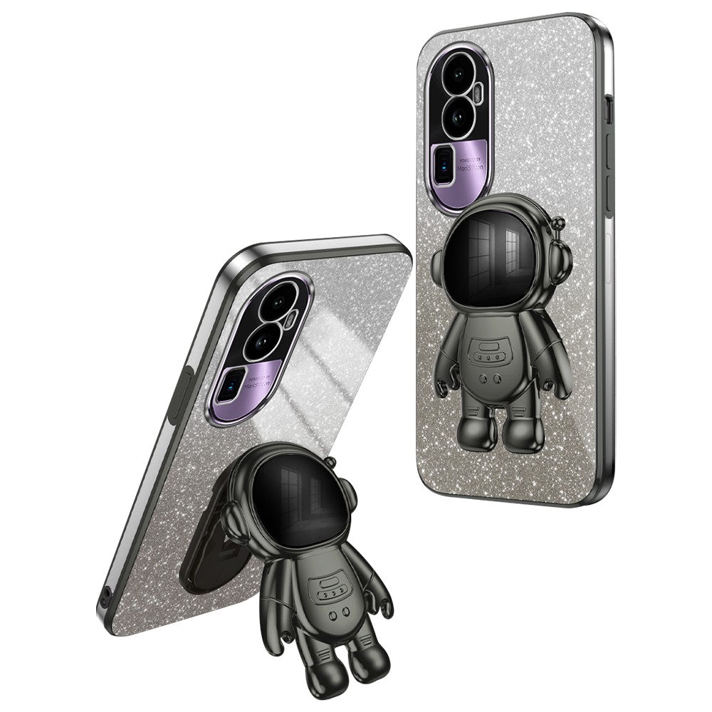 For Oppo Reno10 Pro+ 5G PC+TPU Case Phone Shell Slim-Fit Kickstand Electroplating Cover