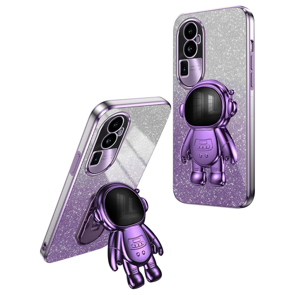 For Oppo Reno10 Pro+ 5G PC+TPU Case Phone Shell Slim-Fit Kickstand Electroplating Cover