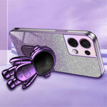 For Oppo Reno8 5G (Global Version) Electroplating Phone Case Astronaut Kickstand PC+TPU Phone Cover