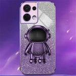 For Oppo Reno8 5G (Global Version) Electroplating Phone Case Astronaut Kickstand PC+TPU Phone Cover