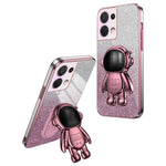 For Oppo Reno8 5G (Global Version) Electroplating Phone Case Astronaut Kickstand PC+TPU Phone Cover