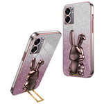 For Oppo A57 (2022) 5G / A77 5G / Realme Q5i / Realme V23 5G Rabbit Cellphone Case PC+TPU Cover with Kickstand