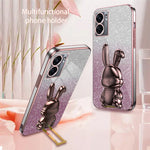 For Oppo A57 (2022) 5G / A77 5G / Realme Q5i / Realme V23 5G Rabbit Cellphone Case PC+TPU Cover with Kickstand