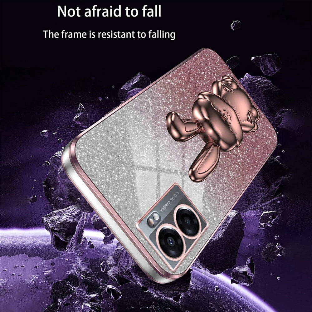For Oppo A57 (2022) 5G / A77 5G / Realme Q5i / Realme V23 5G Rabbit Cellphone Case PC+TPU Cover with Kickstand