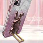 For Oppo A57 (2022) 5G / A77 5G / Realme Q5i / Realme V23 5G Rabbit Cellphone Case PC+TPU Cover with Kickstand