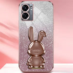 For Oppo A57 (2022) 5G / A77 5G / Realme Q5i / Realme V23 5G Rabbit Cellphone Case PC+TPU Cover with Kickstand