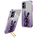 For Oppo A57 (2022) 5G / A77 5G / Realme Q5i / Realme V23 5G Rabbit Cellphone Case PC+TPU Cover with Kickstand
