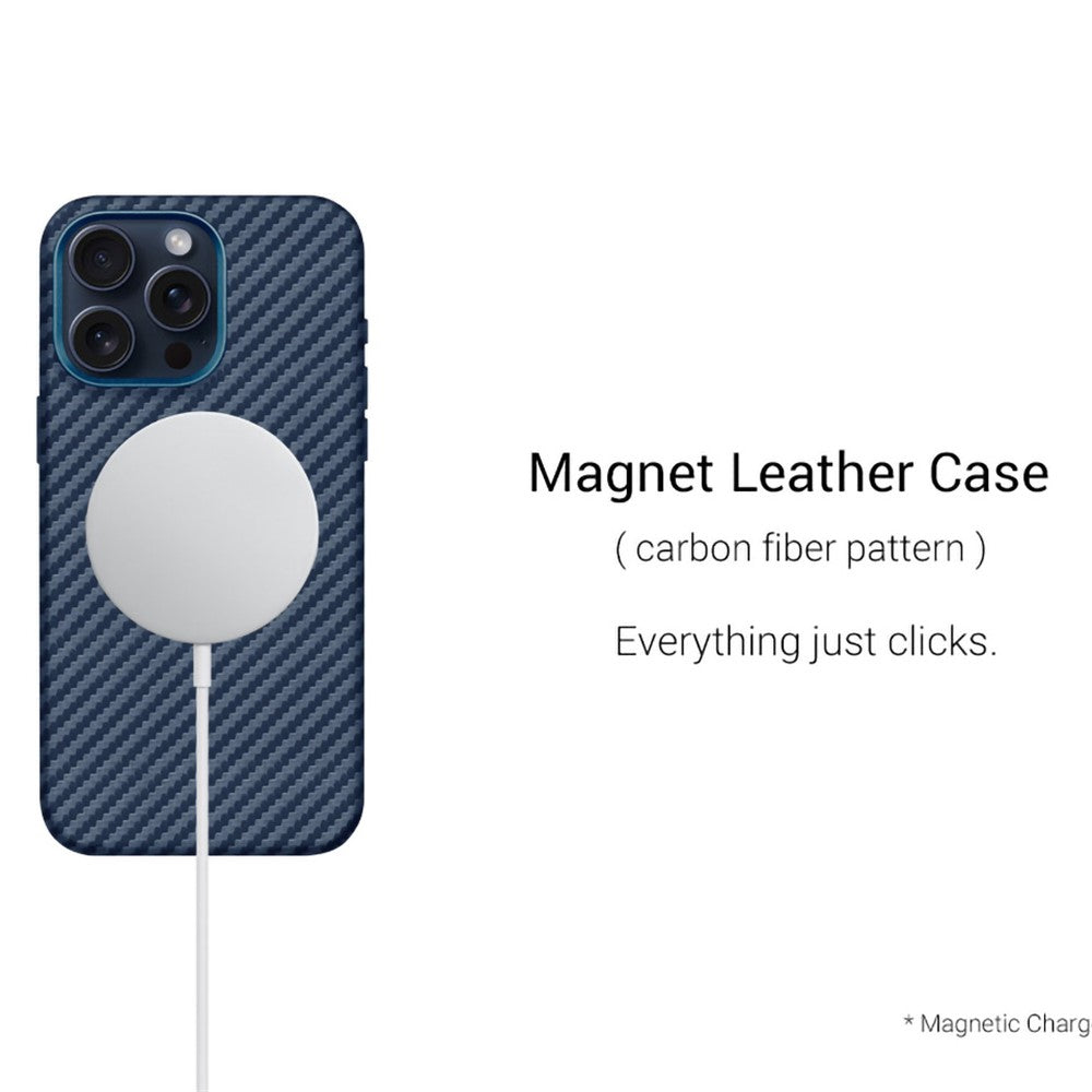 KZDOO For iPhone 15 Pro Max Case Compatible with MagSafe Carbon Fiber Texture Phone Cover