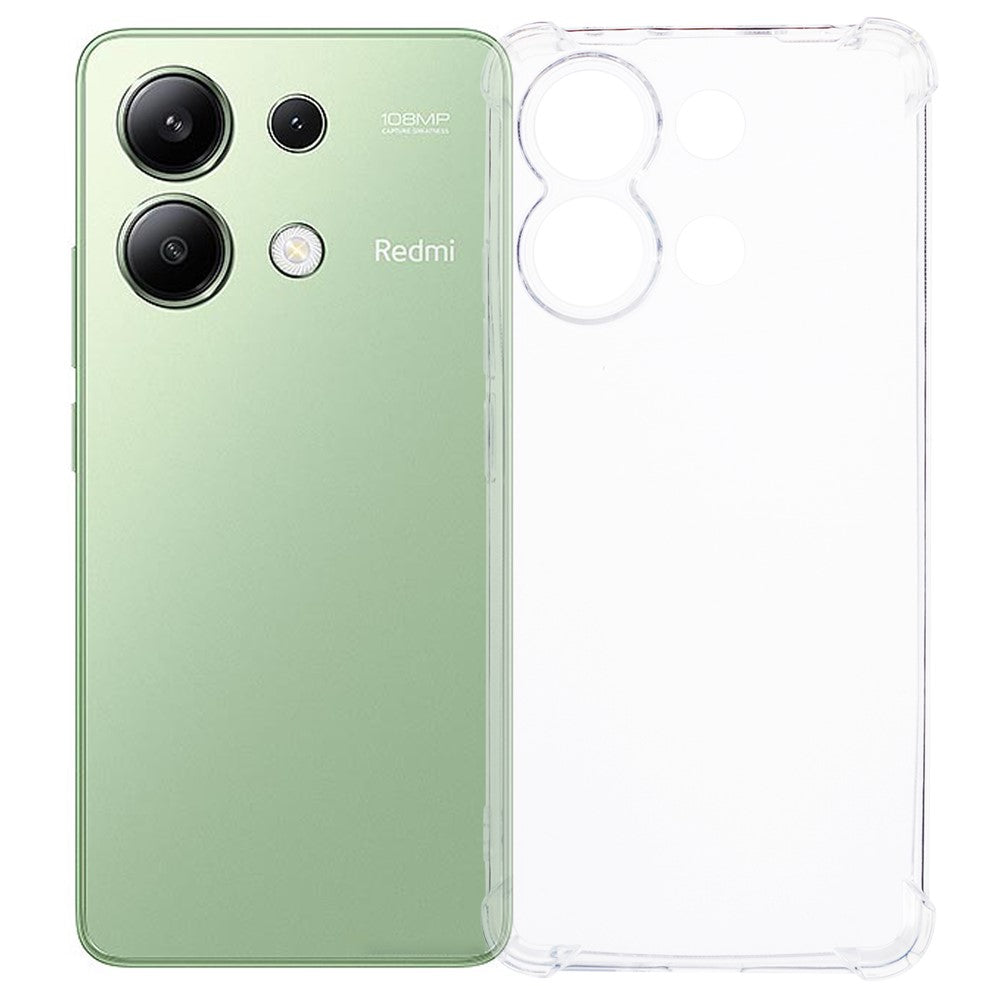 Xiaomi Redmi Note 13 4G, genomskinligt TPU-skal, mobilskydd, förbättrat med fyra hörn